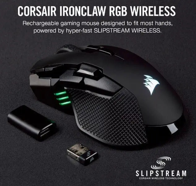 Corsair IRONCLAW RGB Wireless, FPS/MOBA 18,000 DPI, SLIPSTREAM Corsair Wireless Technology Gaming Mouse CORSAIR