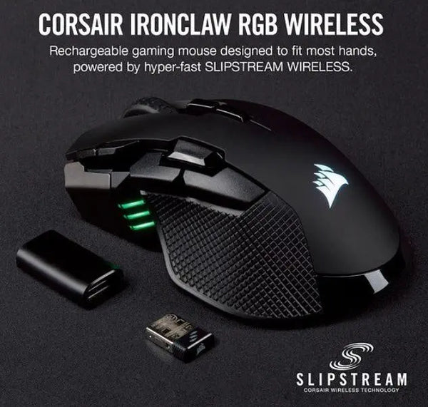 Corsair IRONCLAW RGB Wireless, FPS/MOBA 18,000 DPI, SLIPSTREAM Corsair Wireless Technology Gaming Mouse CORSAIR