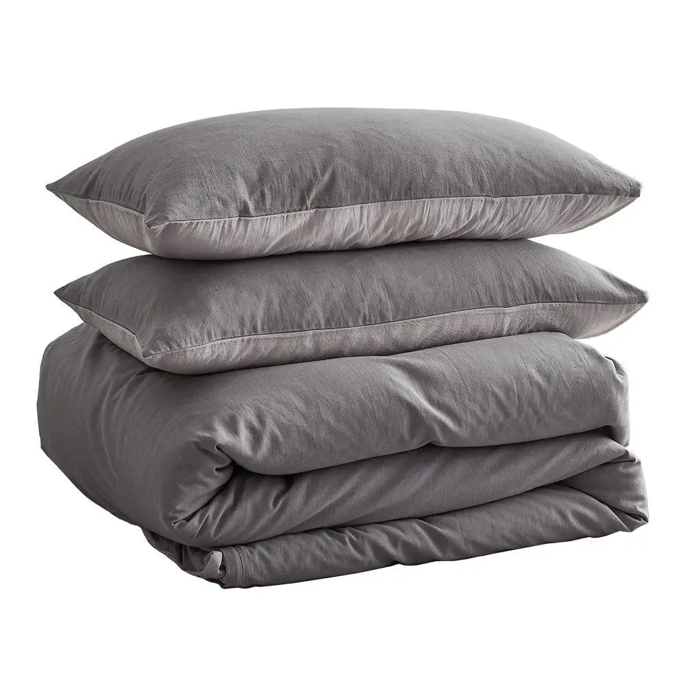Cosy Club Duvet Cover Quilt Set King Flat Cover Pillow Case Grey Inspired Deals499