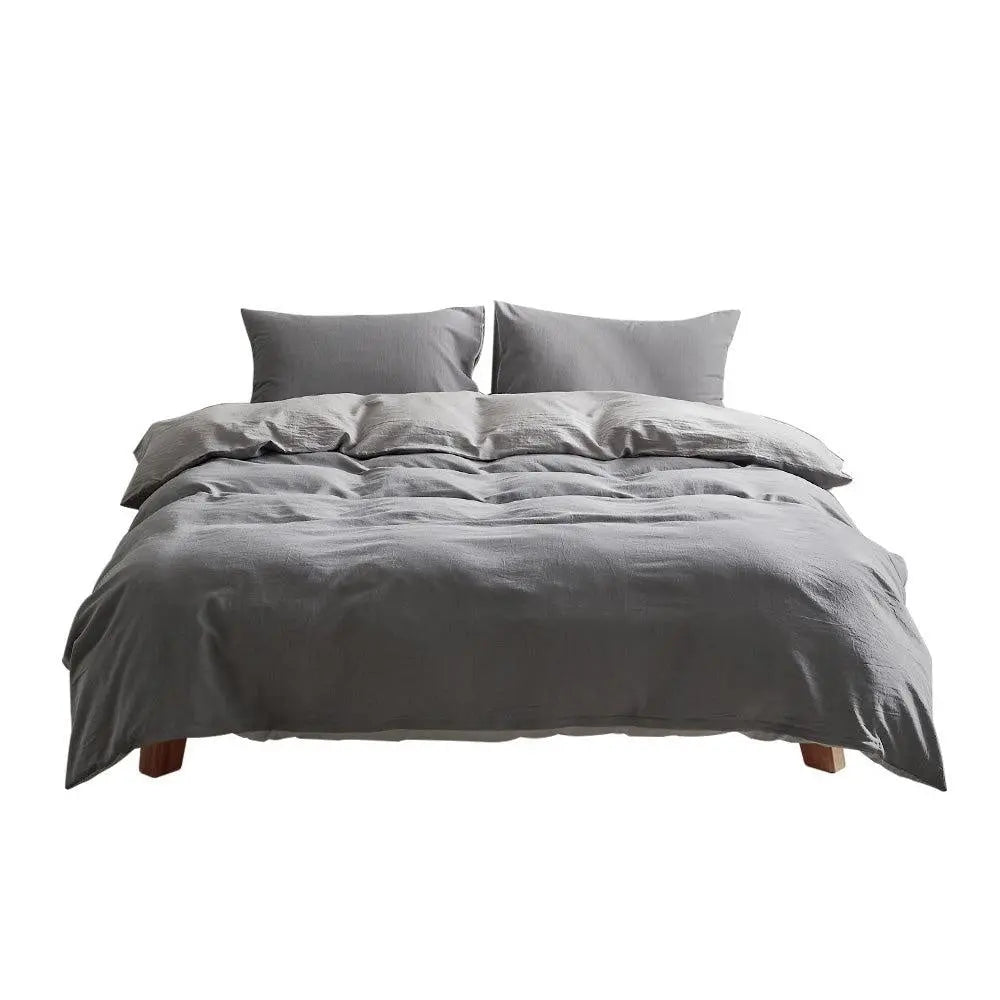 Cosy Club Duvet Cover Quilt Set King Flat Cover Pillow Case Grey Inspired Deals499