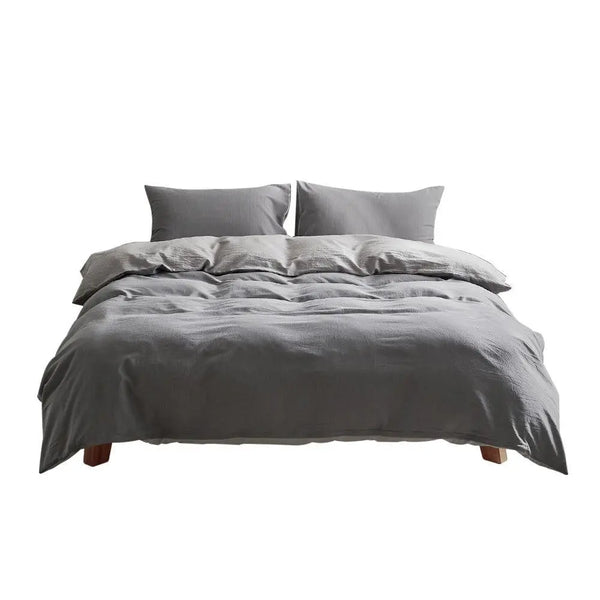 Cosy Club Duvet Cover Quilt Set King Flat Cover Pillow Case Grey Inspired Deals499