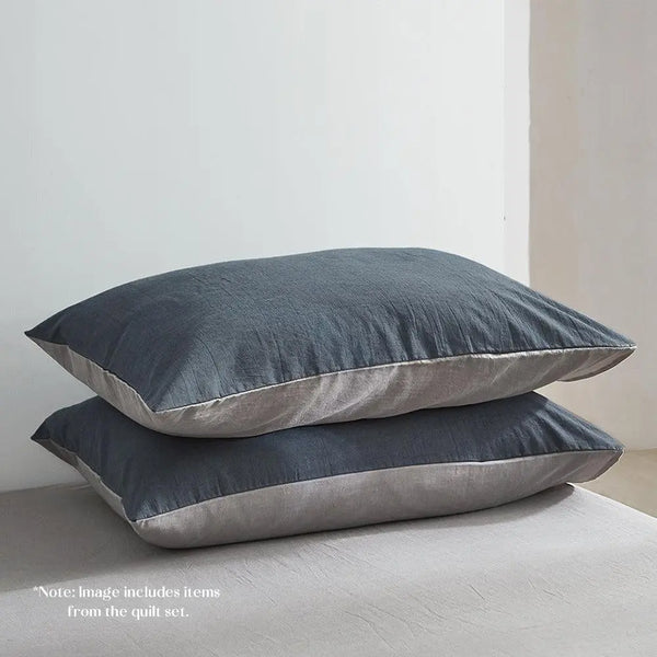 Cosy Club Sheet Set Cotton Sheets Single Blue Dark Grey Deals499