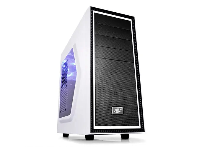 DEEPCOOL Tesseract SW Mid Tower Case Side Window Includes 1 Blue 120mm LED Fan, White DEEPCOOL