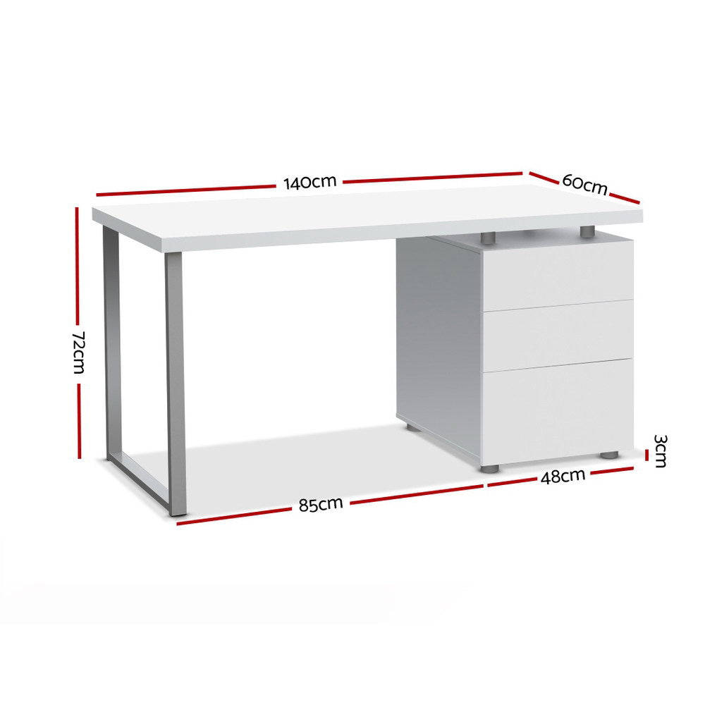 Artiss Metal Desk with 3 Drawers - White Deals499