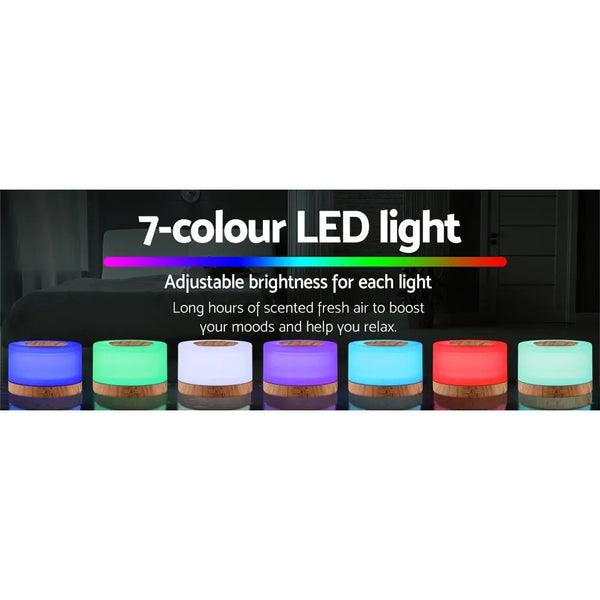 DEVANTI Aroma Diffuser Aromatherapy LED Night Light Air Humidifier Purifier Round Light Wood Grain 500ml Remote Control Deals499