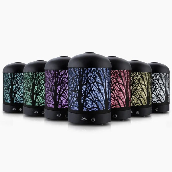 DEVANTI Aroma Diffuser Aromatherapy LED Night Light Iron Air Humidifier Black Forrest Pattern 160ml Deals499