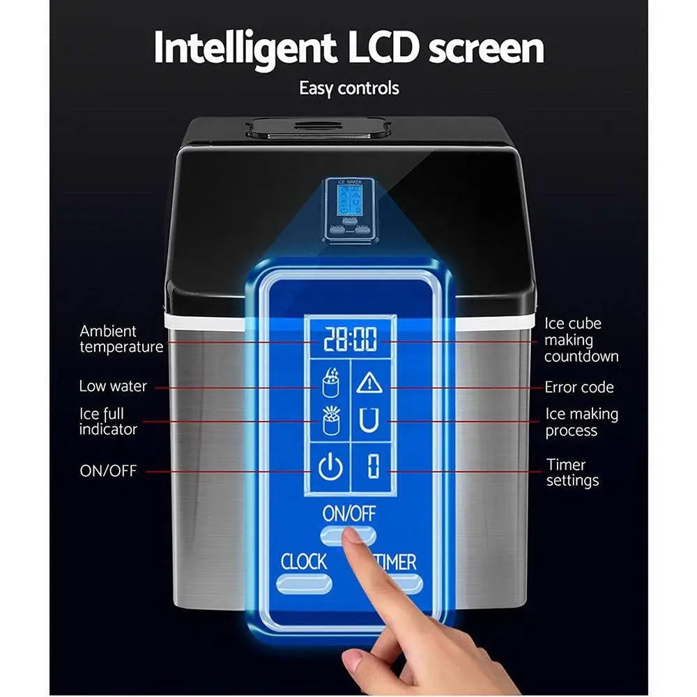 DEVANTi 3.2L Portable Ice Cube Maker Cold Commercial Machine Stainless Steel Deals499