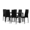 Artiss Astra 7-Piece Set Tempered Glass Dining Set Table and 6 Chairs Black Deals499