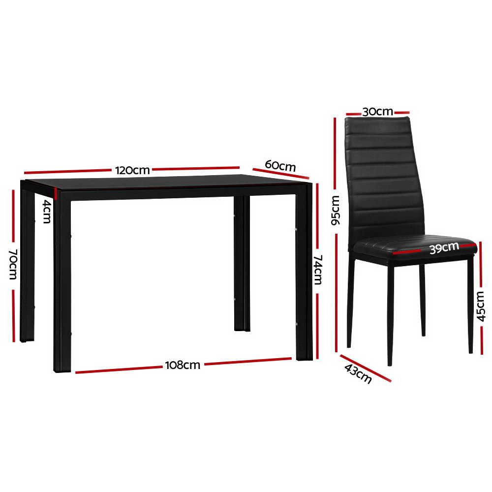 Artiss Astra 7-Piece Set Tempered Glass Dining Set Table and 6 Chairs Black Deals499