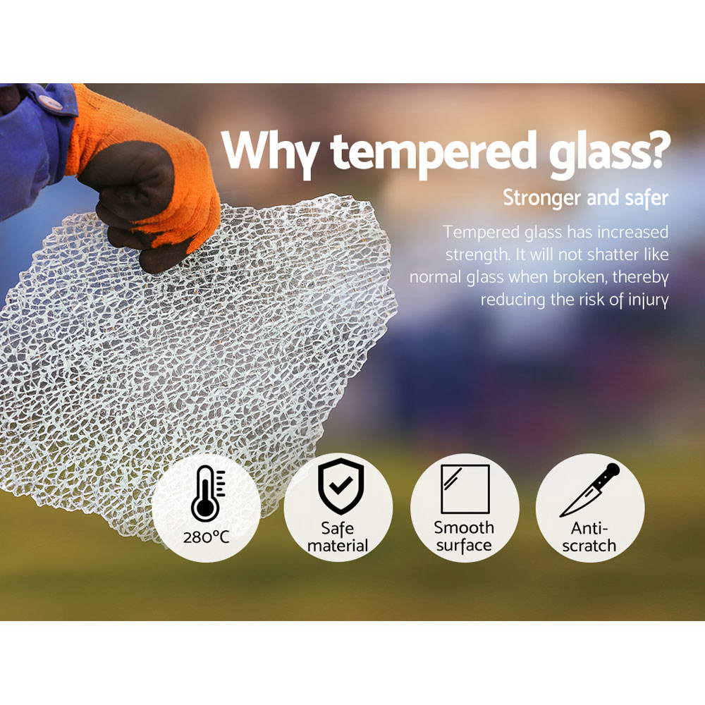 Artiss Astra 7-Piece Set Tempered Glass Dining Set Table and 6 Chairs Black Deals499