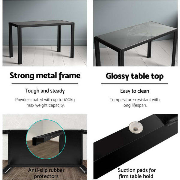 Artiss Astra 7-Piece Set Tempered Glass Dining Set Table and 6 Chairs Black Deals499