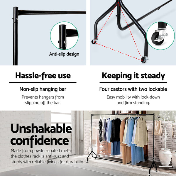 Artiss 6FT Clothes Racks Metal Garment Display Rolling Rail Hanger Airer Stand Portable Deals499