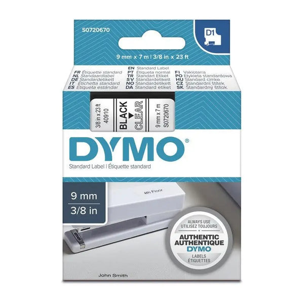 DYMO Black on Clear 9mm x7m Tape DYMO