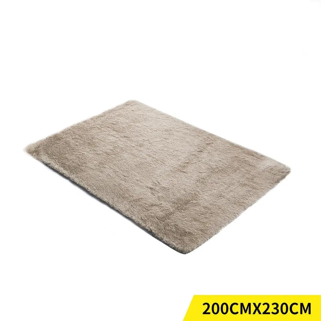 Designer Soft Shag Shaggy Floor Confetti Rug Carpet Home Decor 200x230cm Tan Deals499