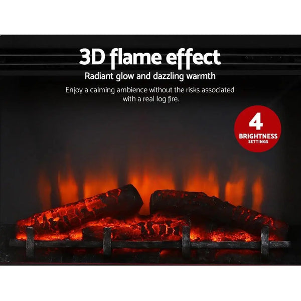 Devanti 2000W Electric Fireplace Mantle Portable Fire Log Wood Heater 3D Flame Effect White Deals499