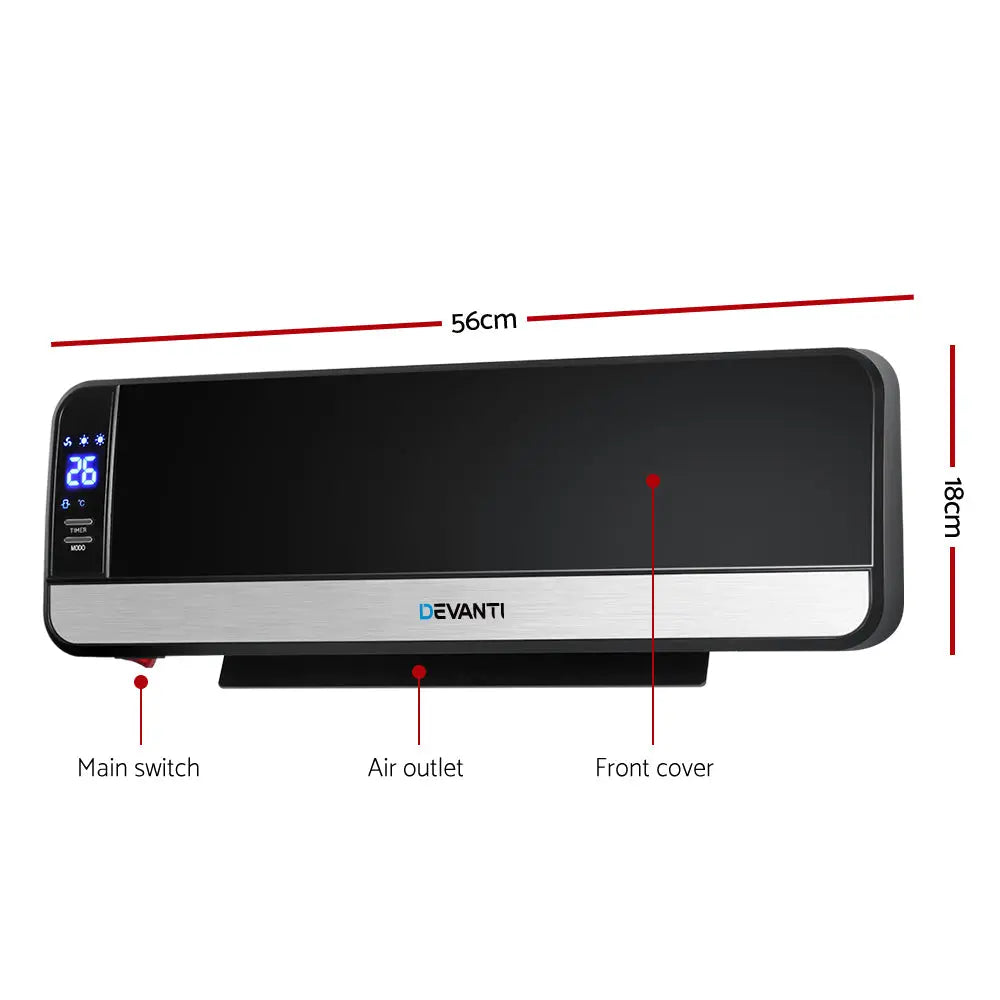 Devanti 2000W Wall Mounted Panel Heater - Black Deals499