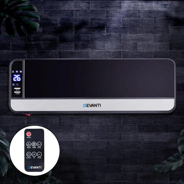 Devanti 2000W Wall Mounted Panel Heater - Black Deals499