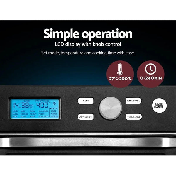 Devanti 20L Air Fryer Convection Oven Oil Free Fryers Kitchen Cooker Accessories Black Deals499