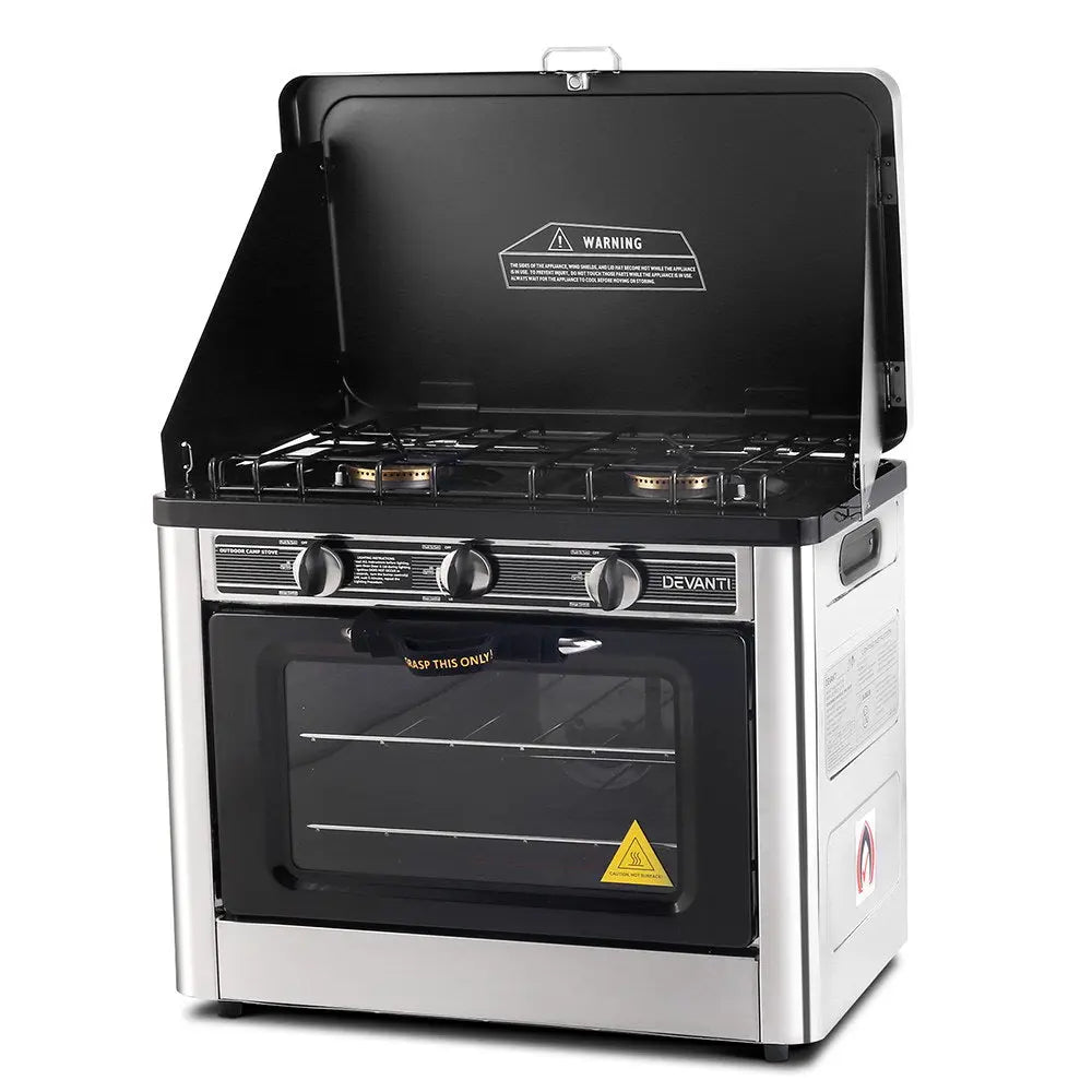 Devanti 3 Burner Portable Oven - Silver & Black Deals499