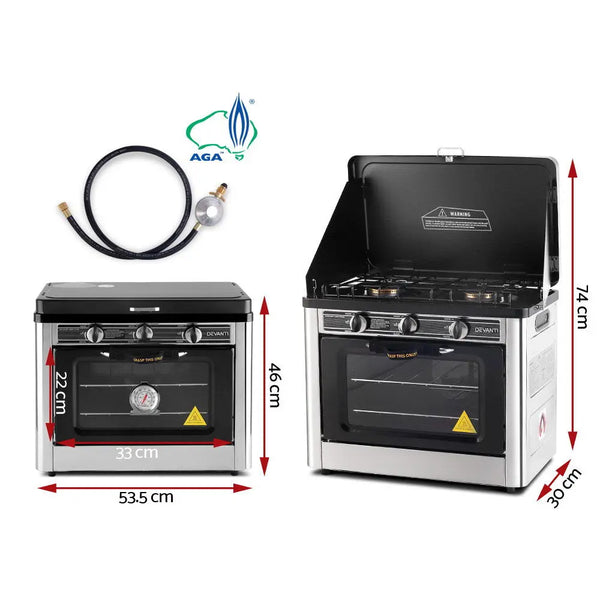 Devanti 3 Burner Portable Oven - Silver & Black Deals499