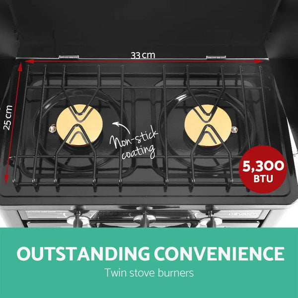 Devanti 3 Burner Portable Oven - Silver & Black Deals499