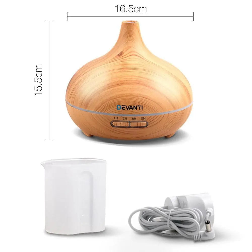 Devanti 300ml 4 in 1 Aroma Diffuser - Light Wood Deals499