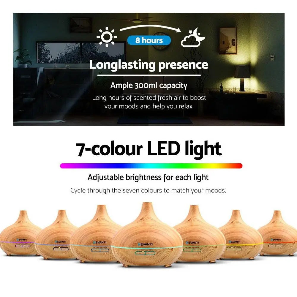 Devanti 300ml 4 in 1 Aroma Diffuser - Light Wood Deals499