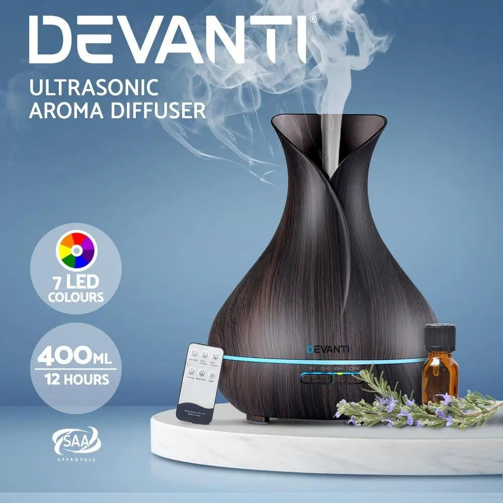 Devanti 400ml 4 in 1 Aroma Diffuser with remote control- Dark Wood Deals499