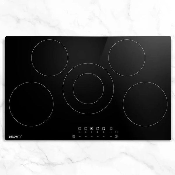 Devanti 90cm Ceramic Cooktop Electric Cook Top 5 Burner Stove Hob Touch Control 6-Zones Deals499