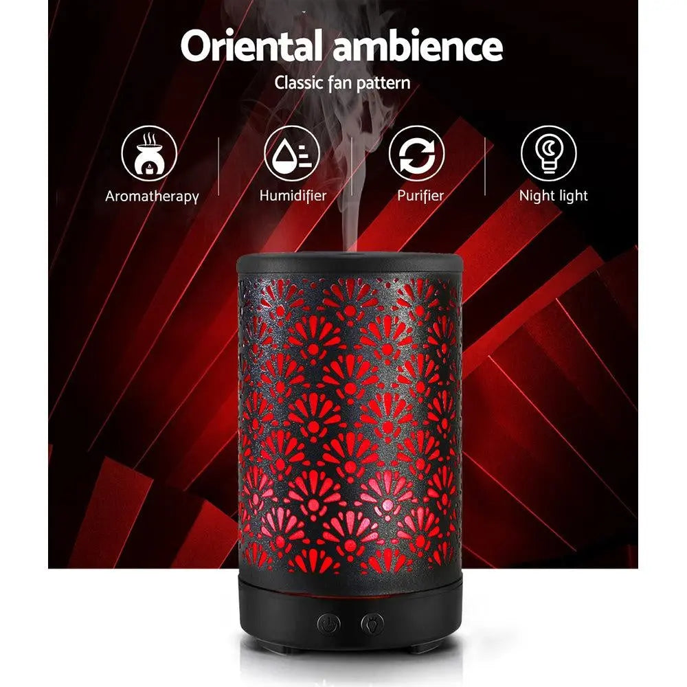 Devanti Aroma Diffuser Aromatherapy Essential Oils Metal Cover Ultrasonic Cool Mist 100ml Remote Control Black Deals499