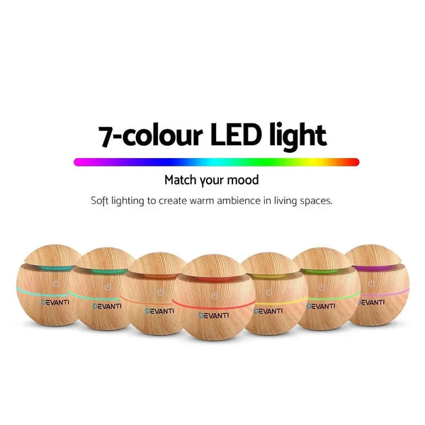 Devanti Aromatherapy Diffuser Aroma Essential Oils Air Humidifier LED Light 130ml Deals499
