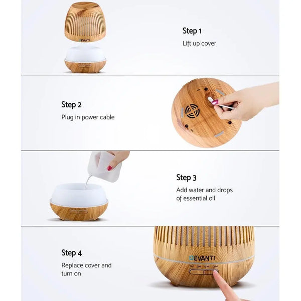 Devanti Aromatherapy Diffuser Aroma Essential Oils Air Humidifier LED Light 400ml Deals499