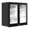 Devanti Bar Fridge 2 Glass Door Commercial Display Freeer Drink Beverage Cooler Black Deals499