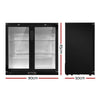 Devanti Bar Fridge 2 Glass Door Commercial Display Freeer Drink Beverage Cooler Black Deals499