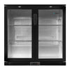 Devanti Bar Fridge 2 Glass Door Commercial Display Freeer Drink Beverage Cooler Black Deals499