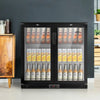 Devanti Bar Fridge 2 Glass Door Commercial Display Freeer Drink Beverage Cooler Black Deals499