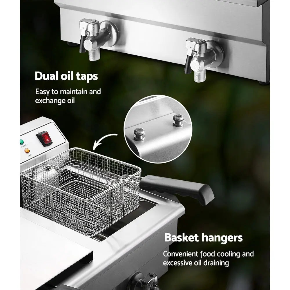 Devanti Commercial Electric Deep Fryer Twin Frying Basket Chip Cooker Countertop Deals499