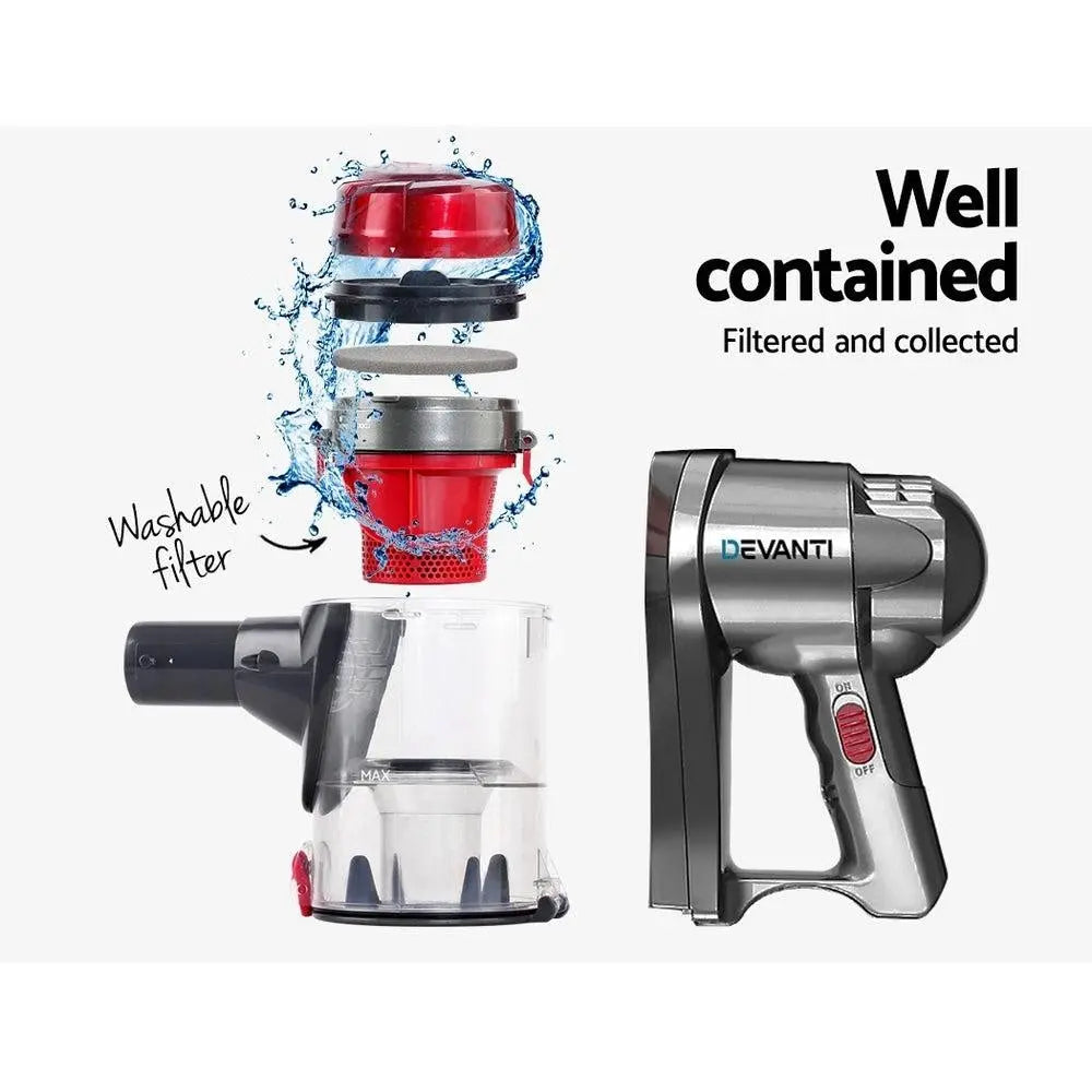 Devanti Corded Handheld Bagless Vacuum Cleaner - Red and Silver Deals499