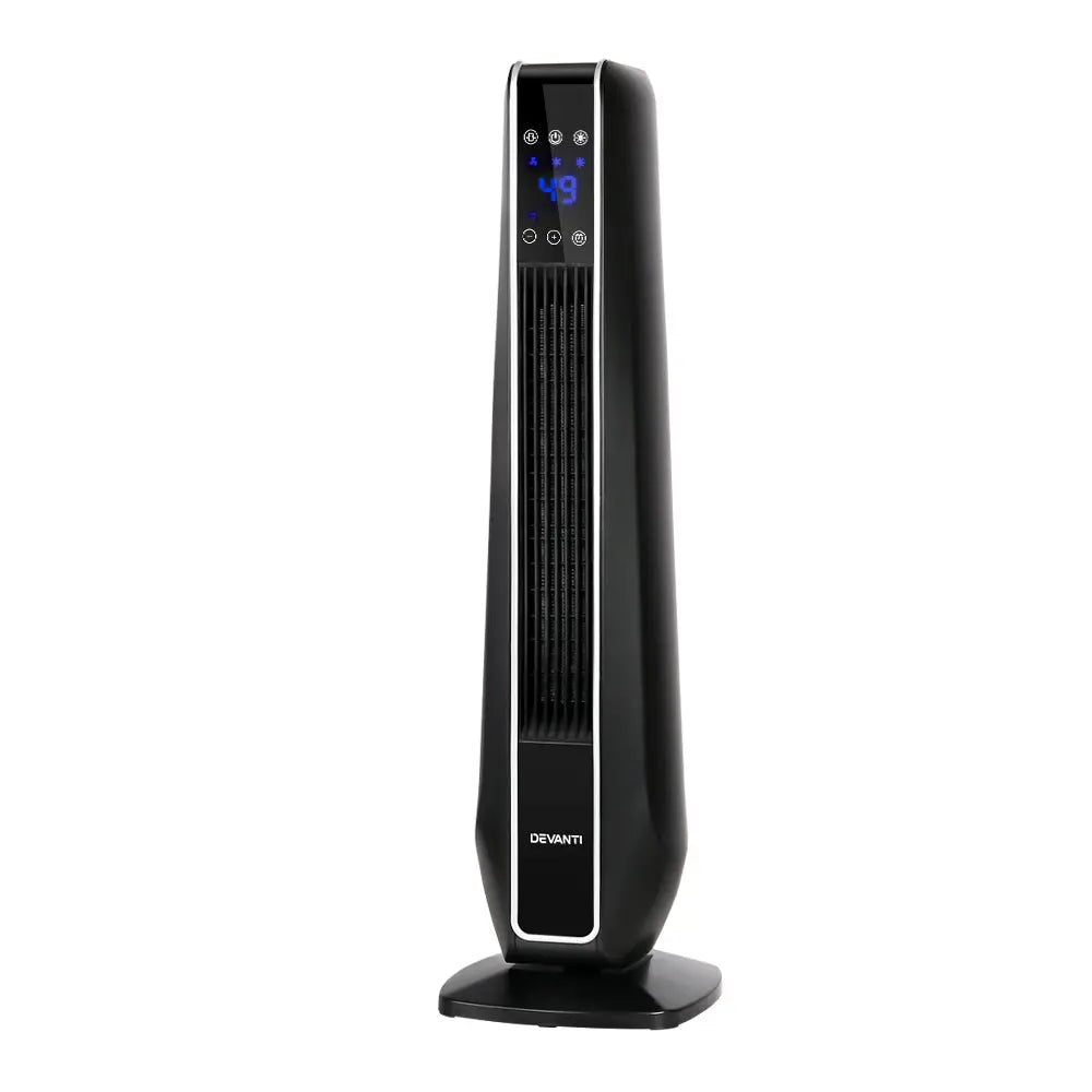 Devanti Electric Ceramic Tower Fan Heater Portable Oscillating Remote Control 2400W Black Deals499
