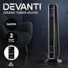 Devanti Electric Ceramic Tower Fan Heater Portable Oscillating Remote Control 2400W Black Deals499