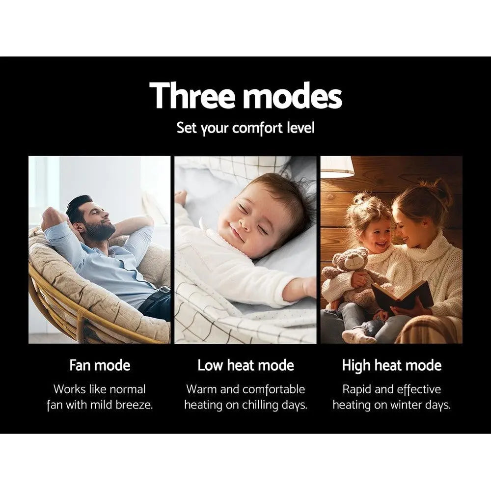 Devanti Electric Ceramic Tower Fan Heater Portable Oscillating Remote Control 2400W Black Deals499