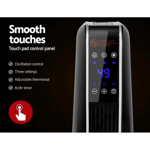 Devanti Electric Ceramic Tower Fan Heater Portable Oscillating Remote Control 2400W Black Deals499
