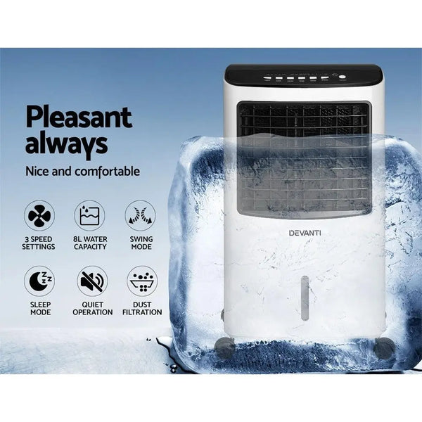 Devanti Evaporative Air Cooler Conditioner Portable 8L Cooling Fan Humidifier Deals499