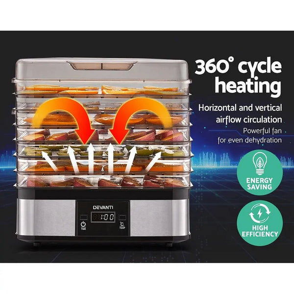 Devanti Food Dehydrator with 7 Trays - Silver Deals499