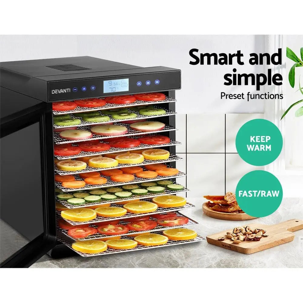 Devanti Food Dehydrators Stainless Steel Jerky Dehydrator Fruit Dryer 10 Trays Deals499