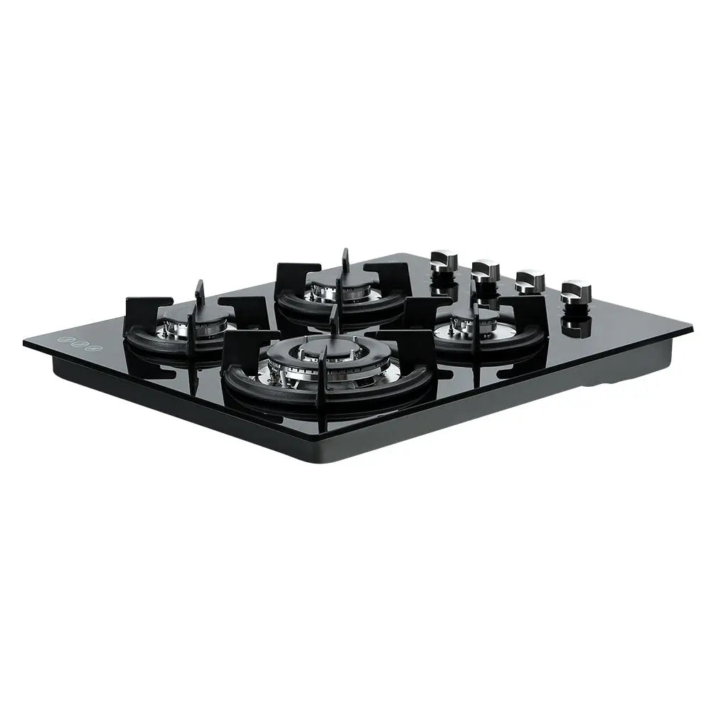 Devanti Gas Cooktop 60cm 4 Burner Glass Cook Top Cooker Stove Hob NG LPG Black Deals499