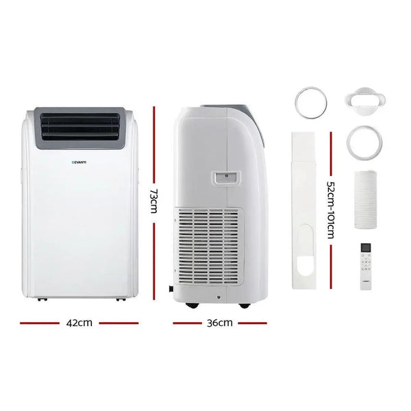 Devanti Portable Air Conditioner Cooling Mobile Fan Cooler Dehumidifier Window Kit White 3300W Deals499
