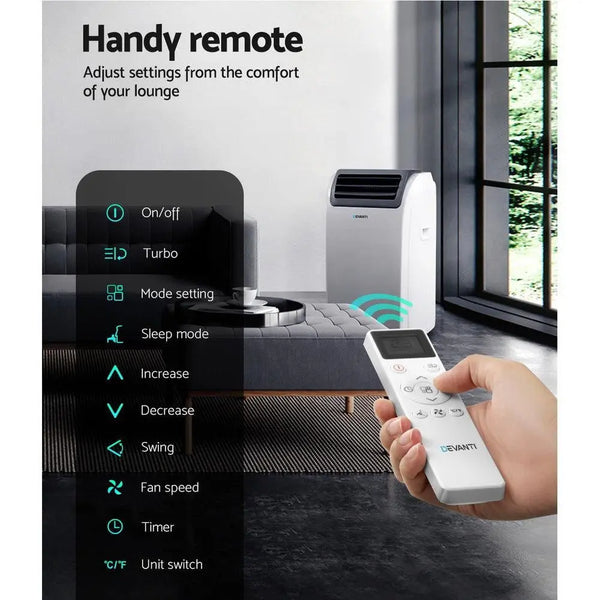 Devanti Portable Air Conditioner Cooling Mobile Fan Cooler Dehumidifier Window Kit White 3300W Deals499