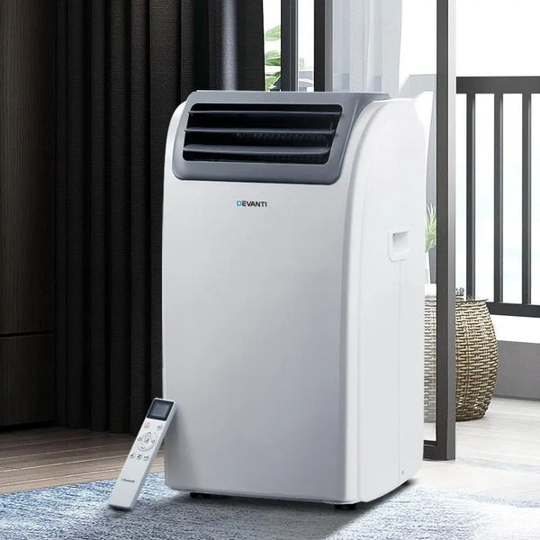 Devanti Portable Air Conditioner Cooling Mobile Fan Cooler Dehumidifier Window Kit White 3300W Deals499