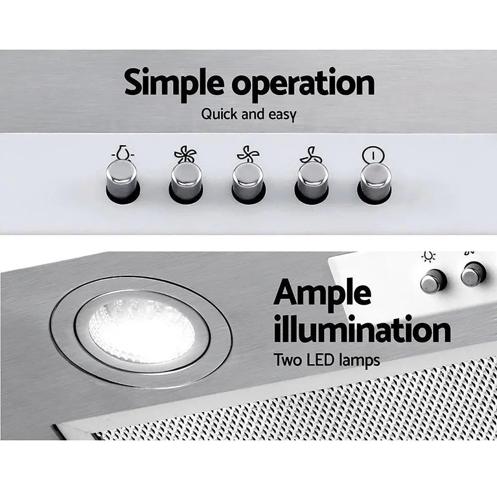 Devanti Range Hood Rangehood Undermount Built In Stainless Steel Canopy 52cm 520mm Deals499
